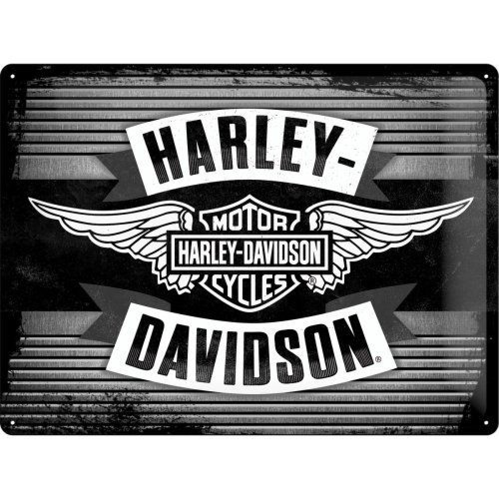 Placa metalica - Harley-Davidson-Wings Logo Metal - 30x40 cm